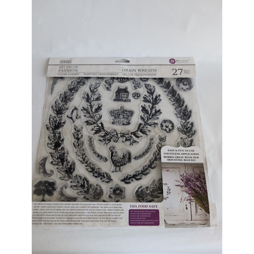 Iron Orchid Designs Stamp GRAIN WREATH 1st Generation Prima HTF